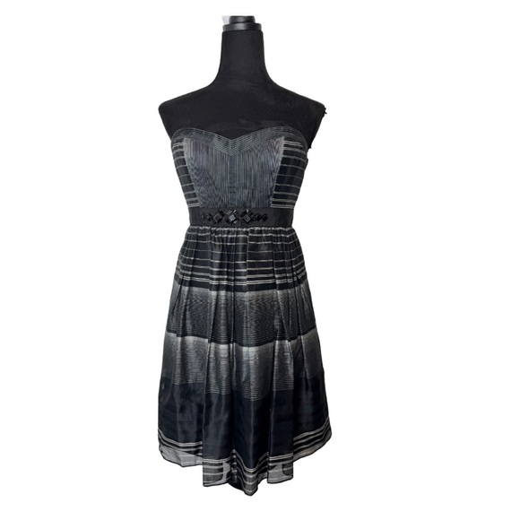 BCBGMaxAzria Strapless Organza Mini Dress Black - Picture 2 of 13